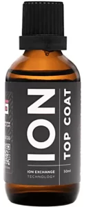 A bottle of top coat with the word " on " written underneath it.