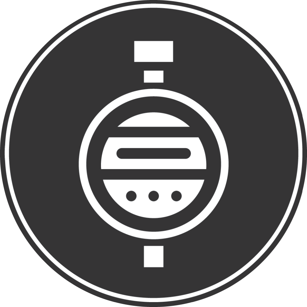 A black and white icon of an air pressure gauge.